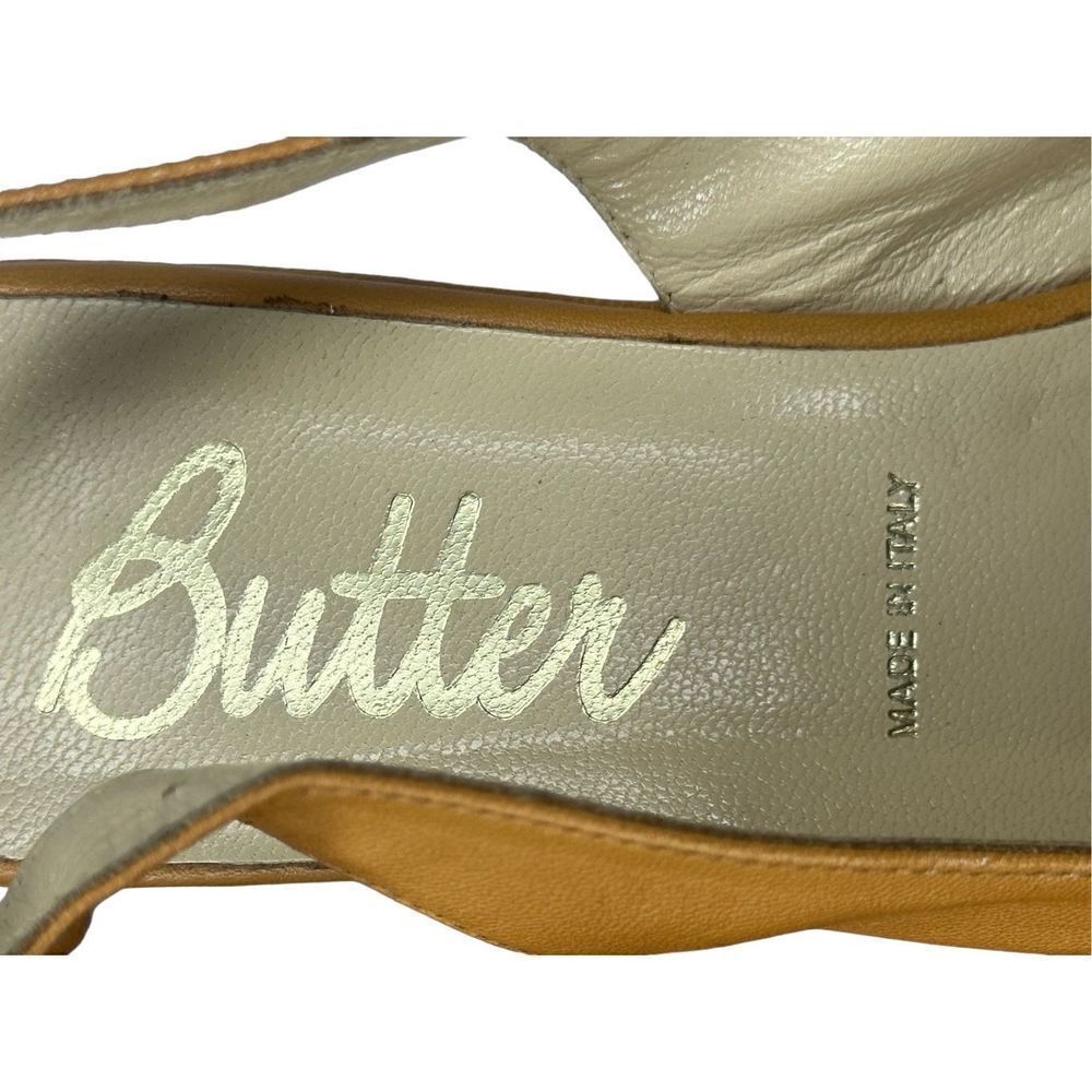 Butter Italy Light Camel Wedge Platform Peep Toe Slingback Size 9.5 - Picture 10 of 12